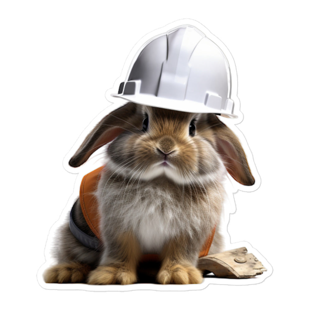 Dwarf Hotot Contractor Bunny Sticker - Stickerfy.ai