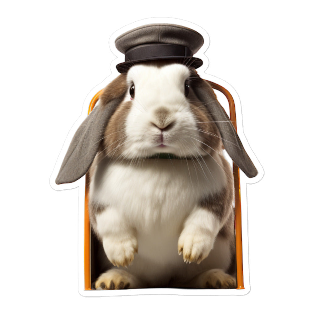 English Lop Transit Operator Bunny Sticker - Stickerfy.ai