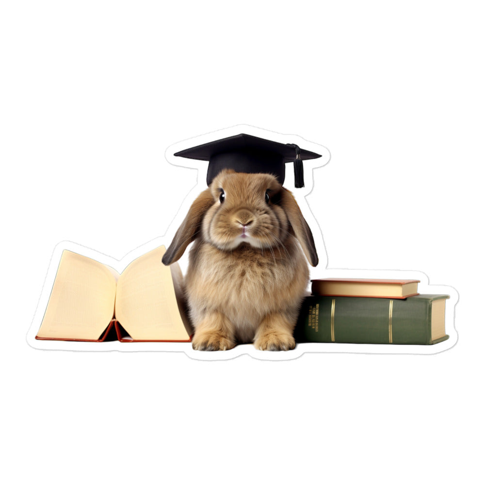 English Lop Enthusiastic Student Bunny Sticker - Stickerfy.ai