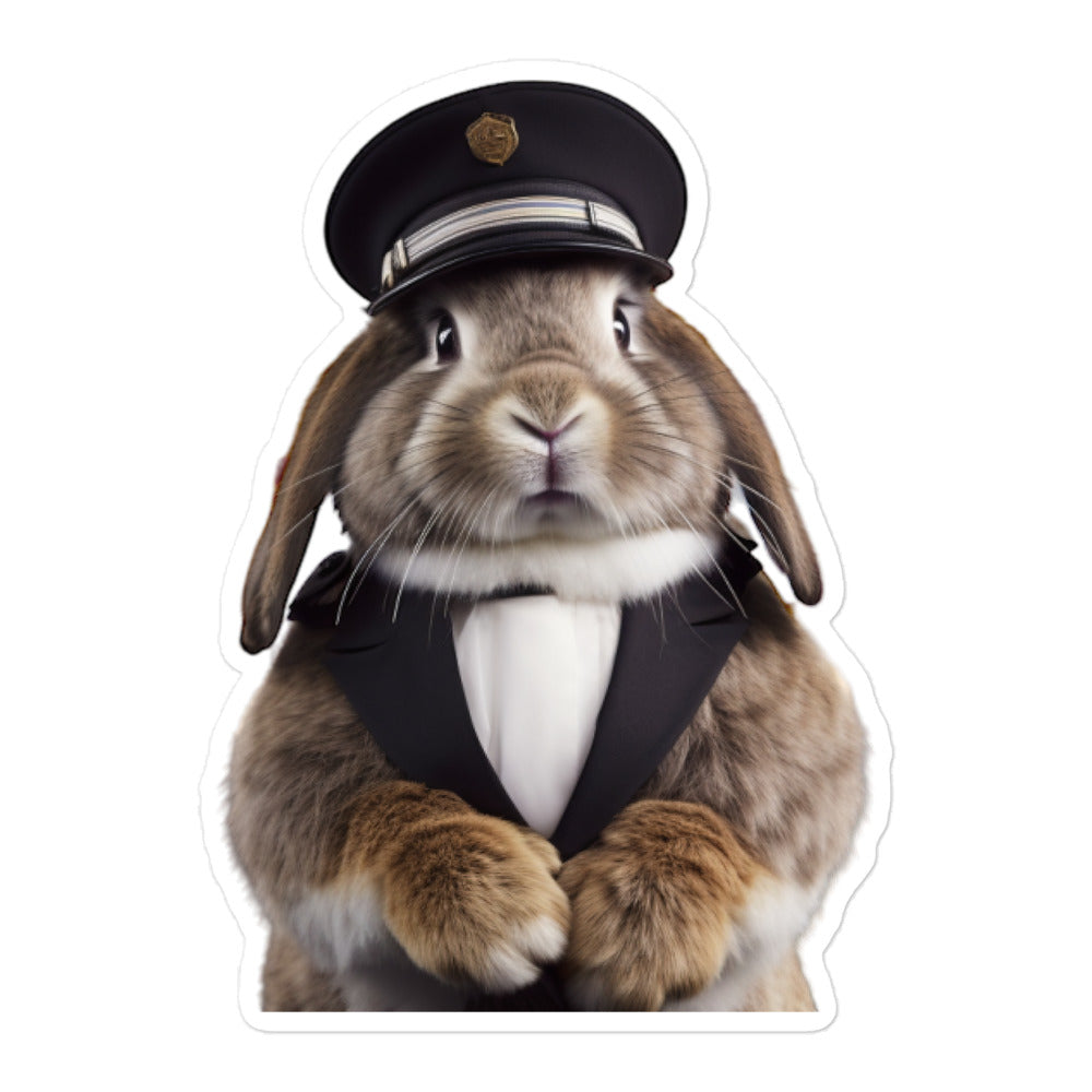 English Lop Transit Operator Bunny Sticker - Stickerfy.ai