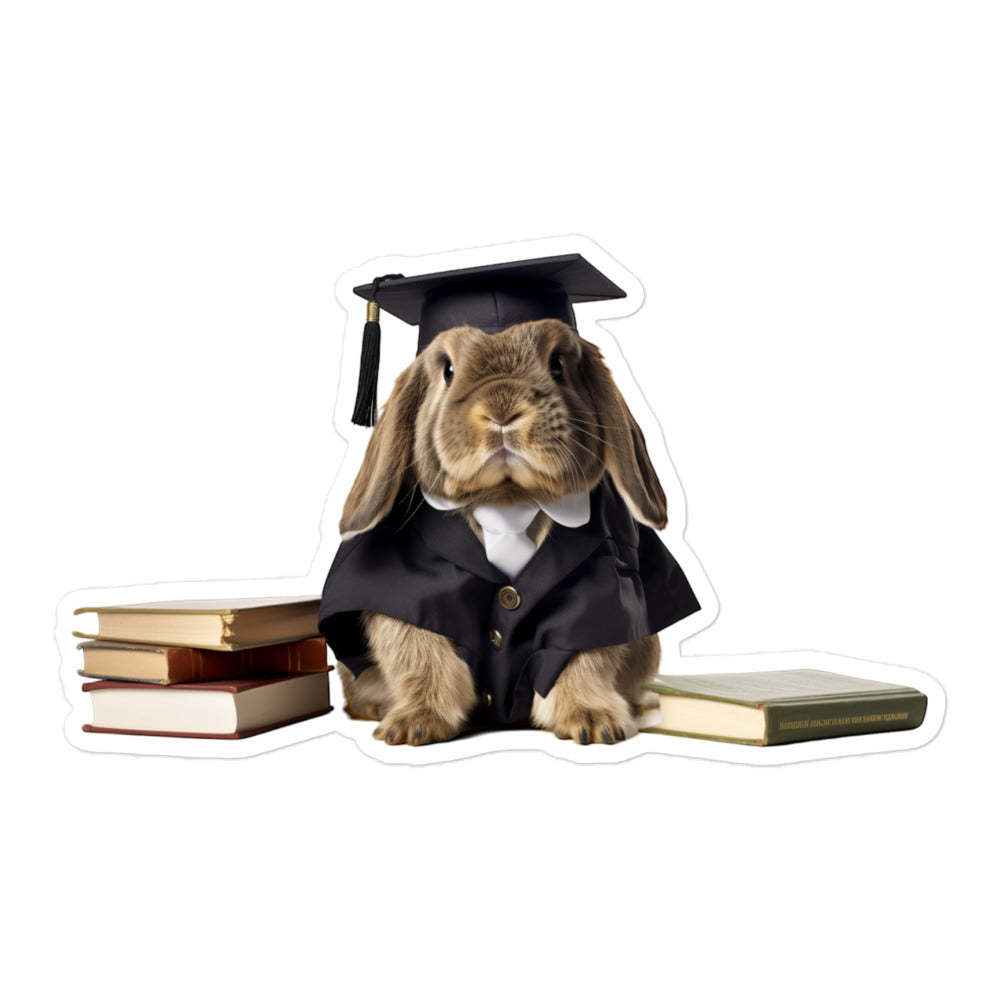 English Lop Enthusiastic Student Bunny Sticker - Stickerfy.ai