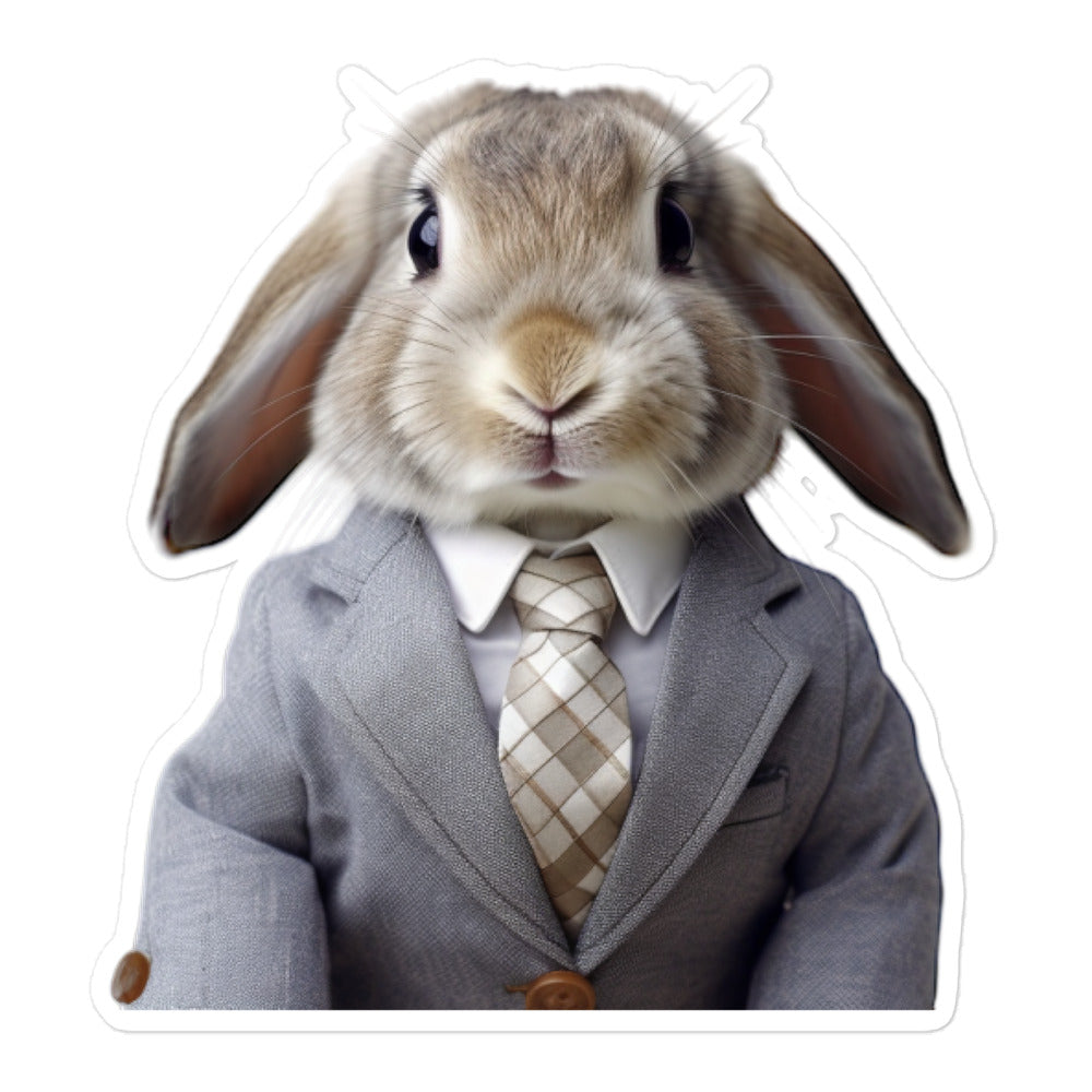 English Lop Persuasive Sales Bunny Sticker - Stickerfy.ai