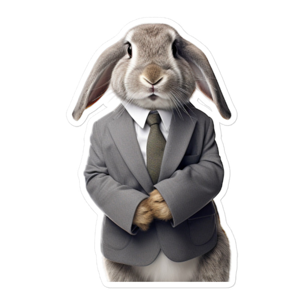 English Lop Persuasive Sales Bunny Sticker - Stickerfy.ai