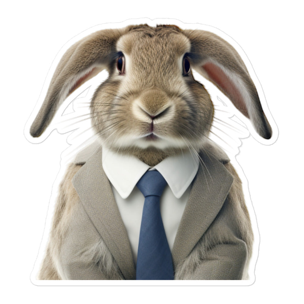 English Lop Persuasive Sales Bunny Sticker - Stickerfy.ai