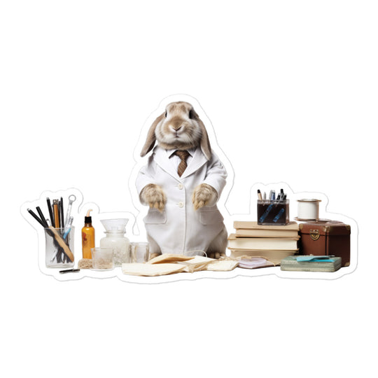 English Lop Knowledgeable Pharmacist Bunny Sticker - Stickerfy.ai