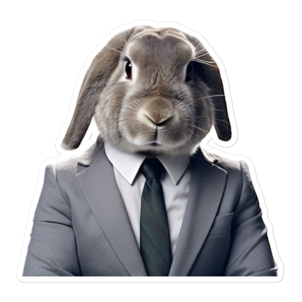 English Lop Persuasive Sales Bunny Sticker - Stickerfy.ai