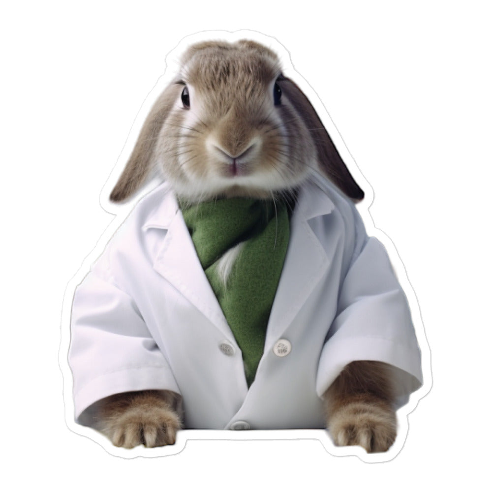 English Lop Knowledgeable Pharmacist Bunny Sticker - Stickerfy.ai