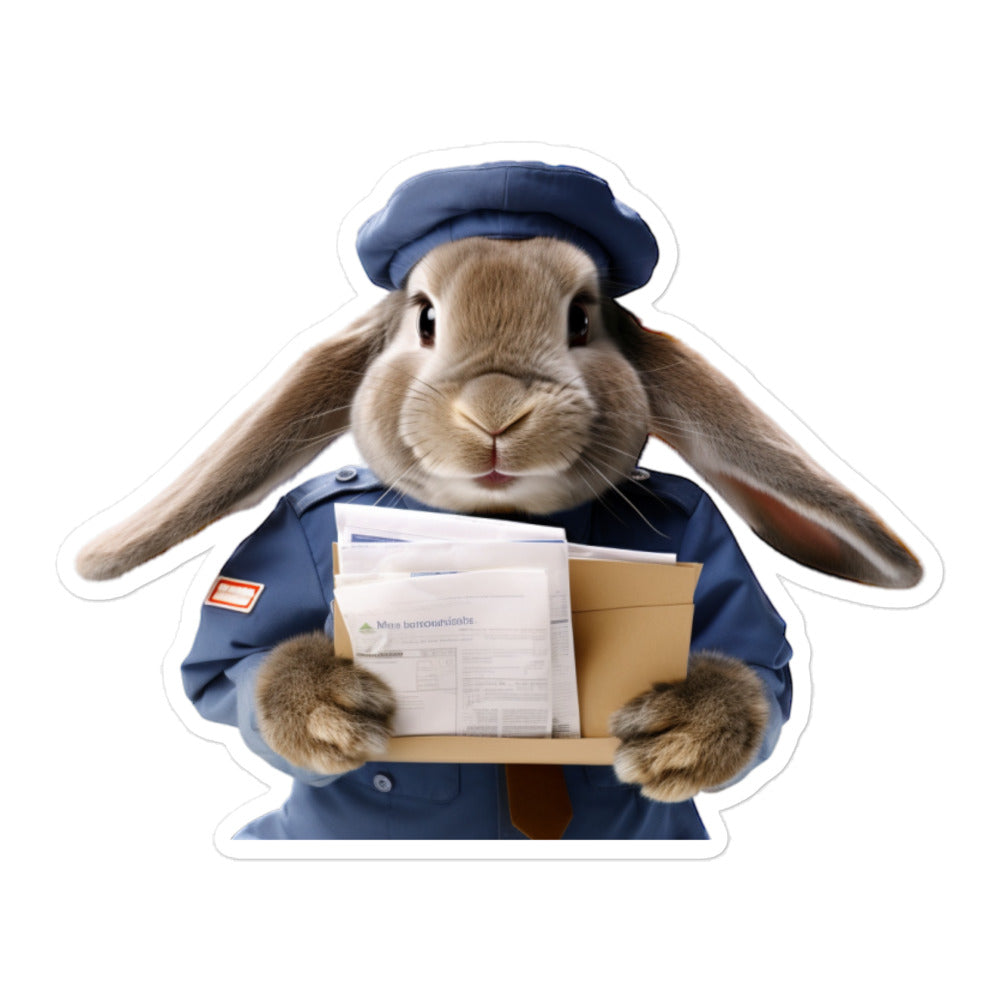 English Lop Mail Carrier Bunny Sticker - Stickerfy.ai