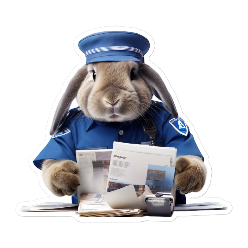 English Lop Mail Carrier Bunny Sticker - Stickerfy.ai