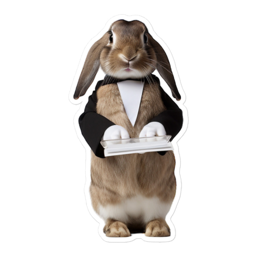 English Lop Welcoming Hotel Bunny Sticker - Stickerfy.ai