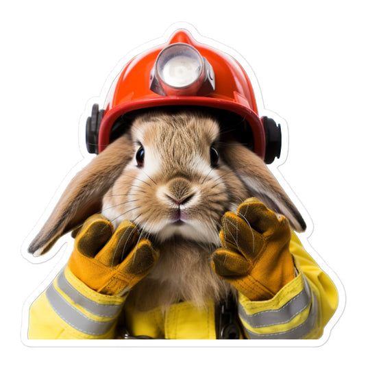 English Lop Brave Firefighter Bunny Sticker - Stickerfy.ai