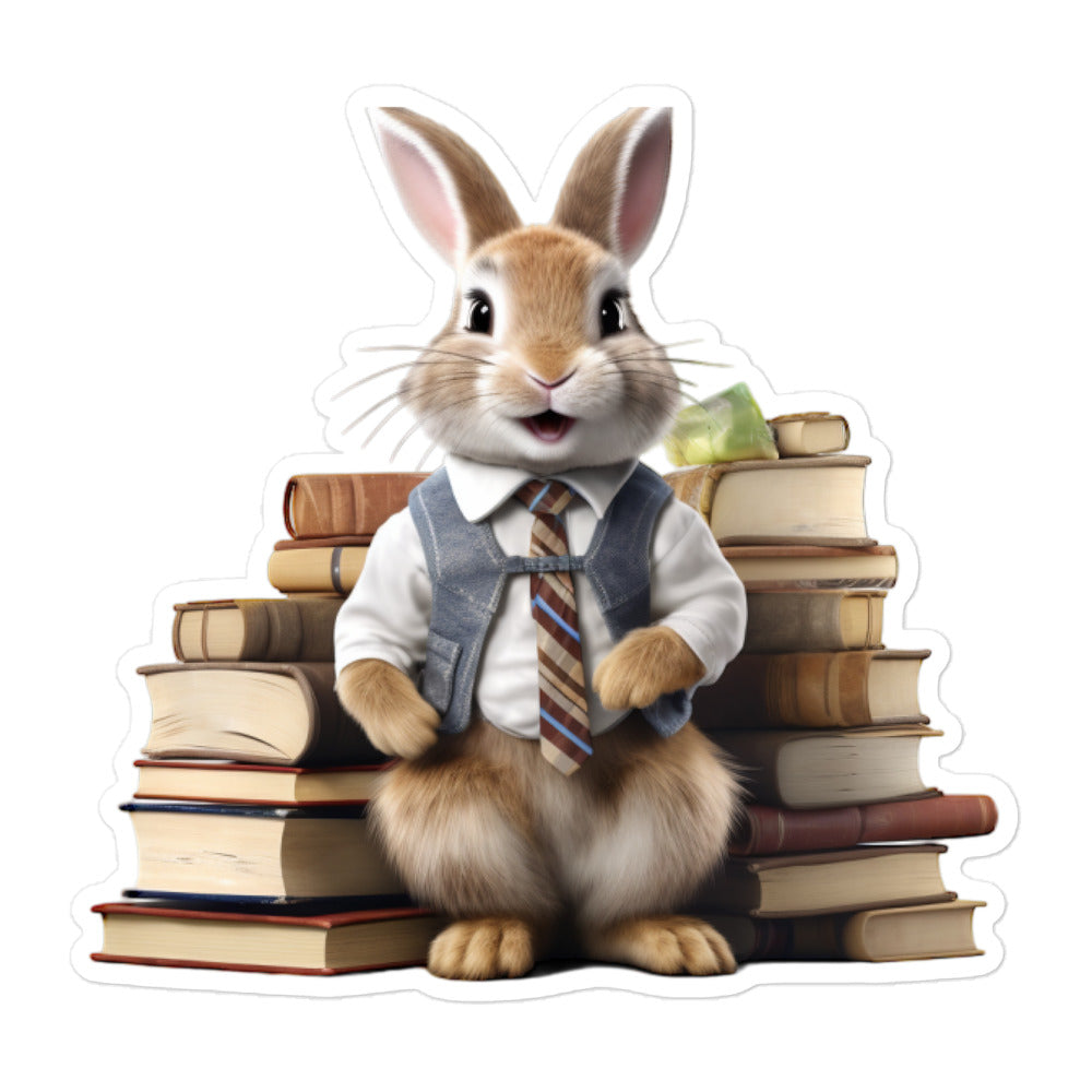 English Spot Enthusiastic Student Bunny Sticker - Stickerfy.ai