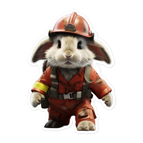 English Spot Brave Firefighter Bunny Sticker - Stickerfy.ai