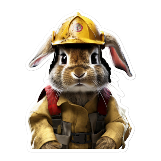 English Spot Brave Firefighter Bunny Sticker - Stickerfy.ai