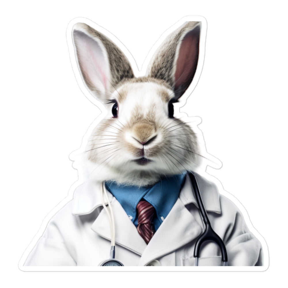 English Spot Compassionate Doctor Bunny Sticker - Stickerfy.ai
