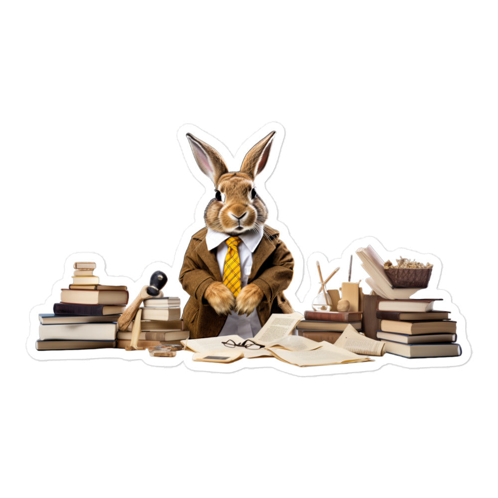 Flemish Giant Enthusiastic Student Bunny Sticker - Stickerfy.ai