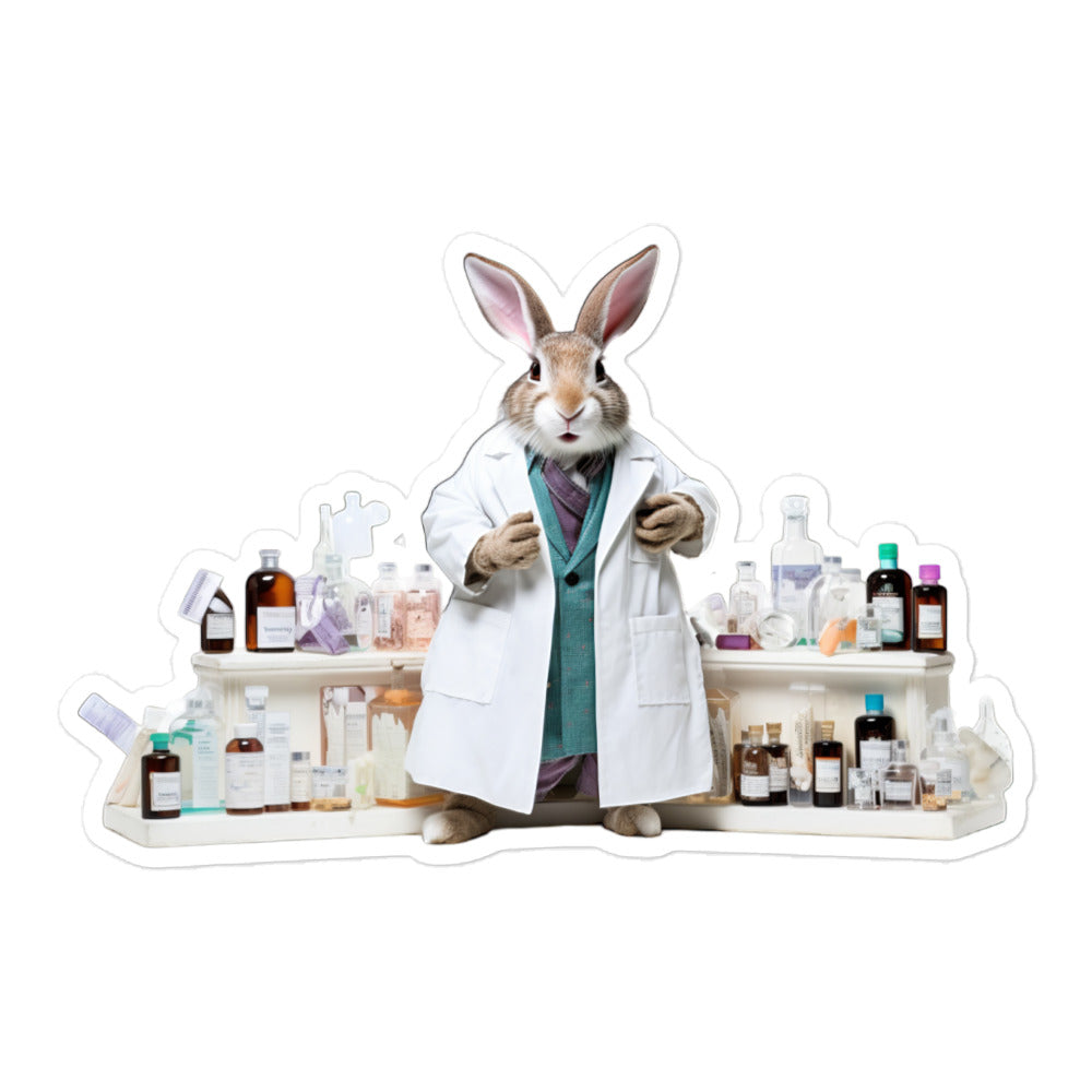 Flemish Giant Knowledgeable Pharmacist Bunny Sticker - Stickerfy.ai