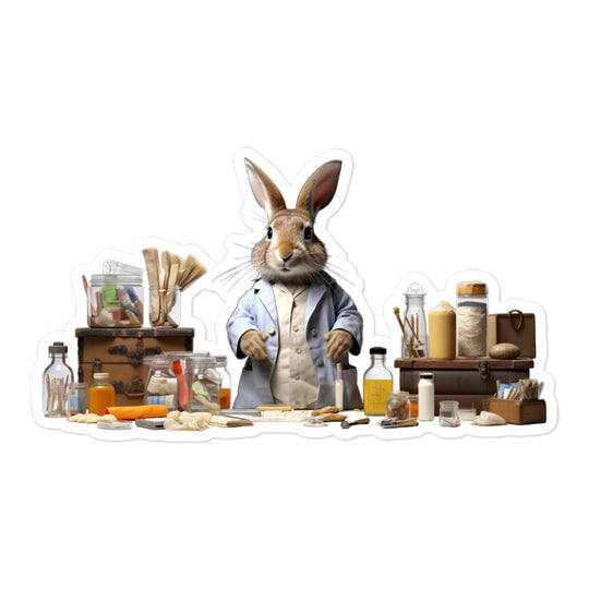 Flemish Giant Knowledgeable Pharmacist Bunny Sticker - Stickerfy.ai