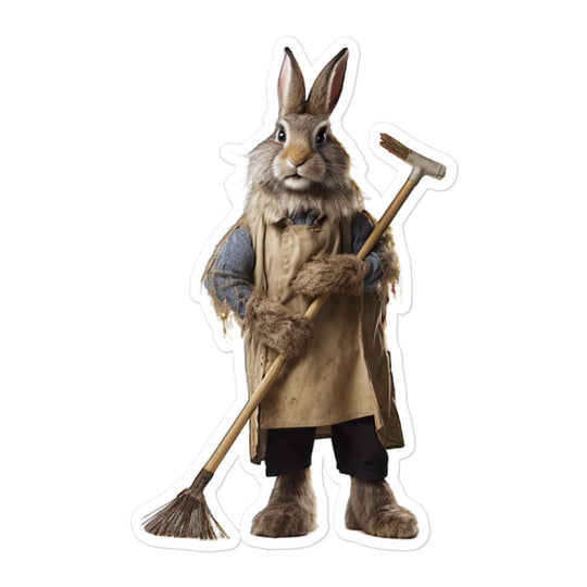 Flemish Giant Diligent Janitor Bunny Sticker - Stickerfy.ai