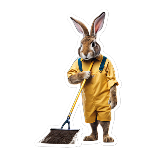 Flemish Giant Diligent Janitor Bunny Sticker - Stickerfy.ai