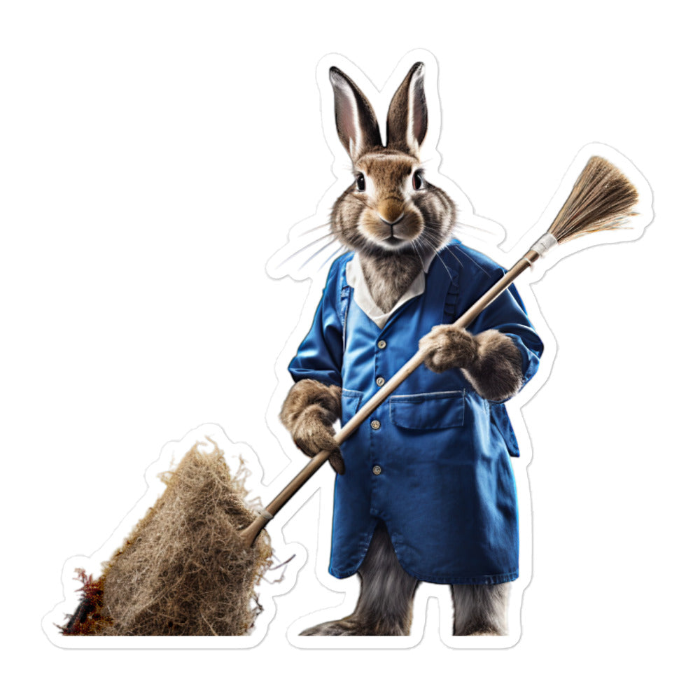 Flemish Giant Diligent Janitor Bunny Sticker - Stickerfy.ai