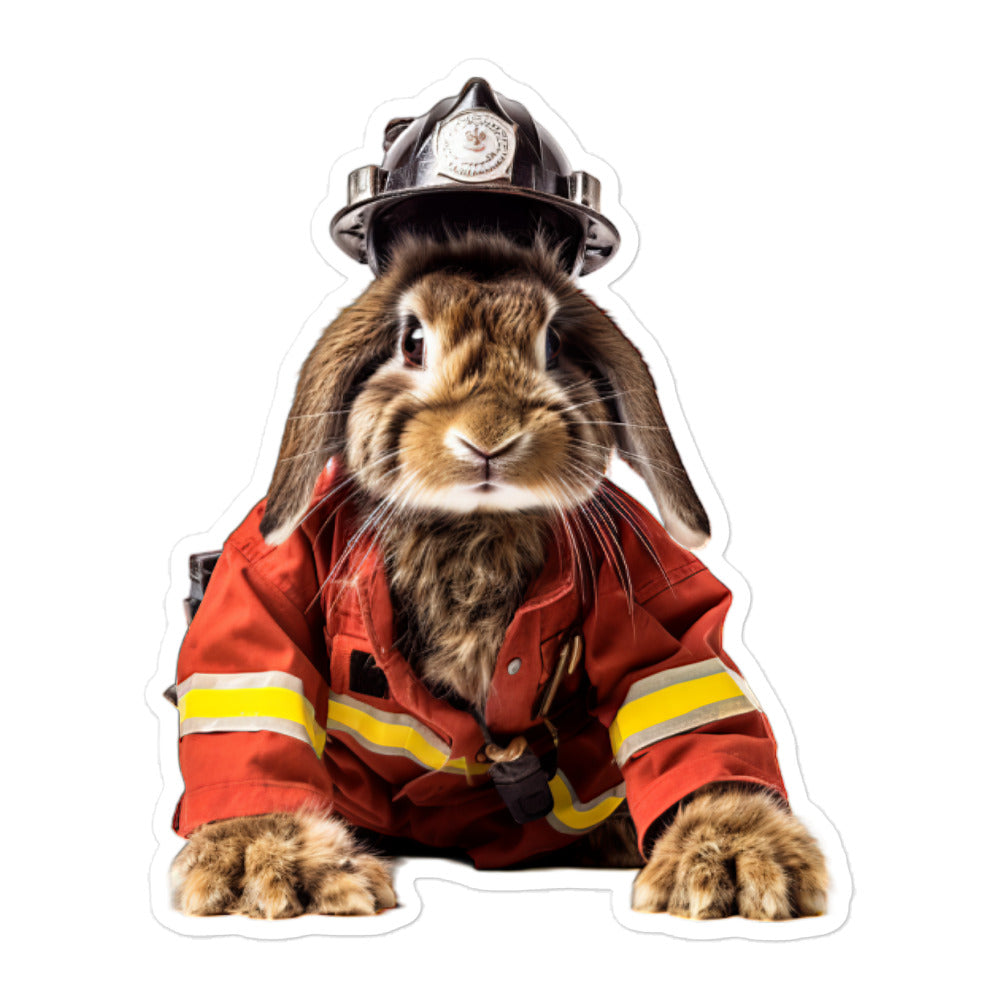 Flemish Giant Brave Firefighter Bunny Sticker - Stickerfy.ai