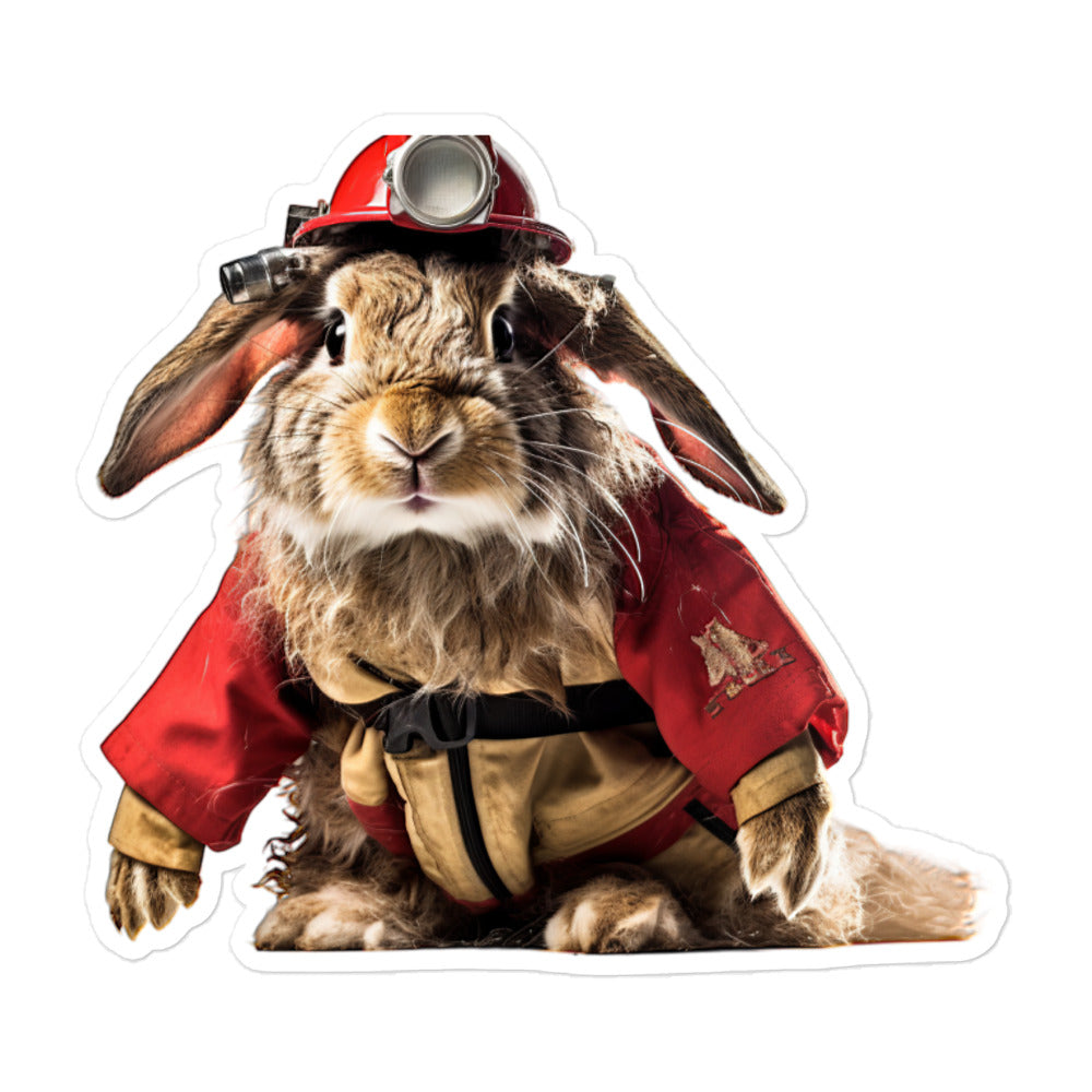 Flemish Giant Brave Firefighter Bunny Sticker - Stickerfy.ai