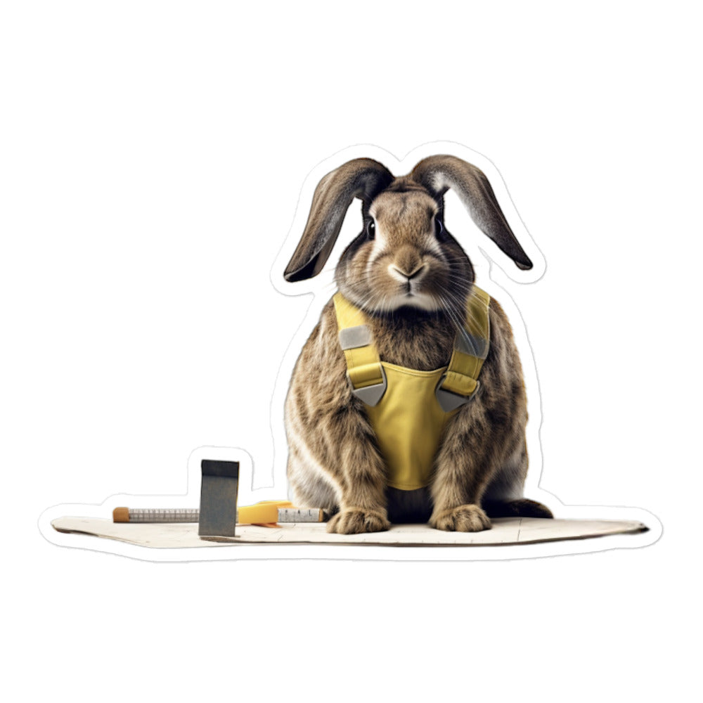 Flemish Giant Contractor Bunny Sticker - Stickerfy.ai