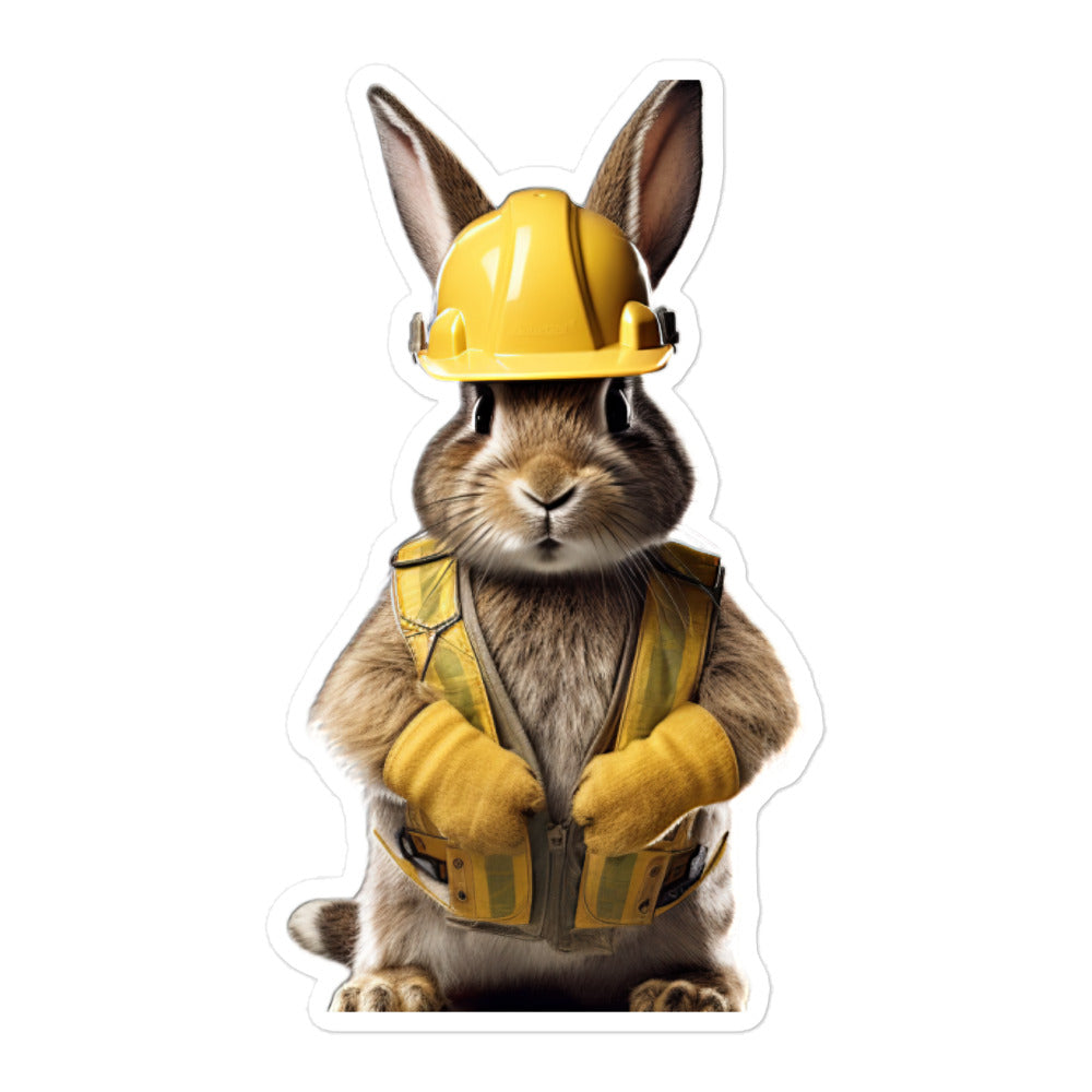 Flemish Giant Contractor Bunny Sticker - Stickerfy.ai