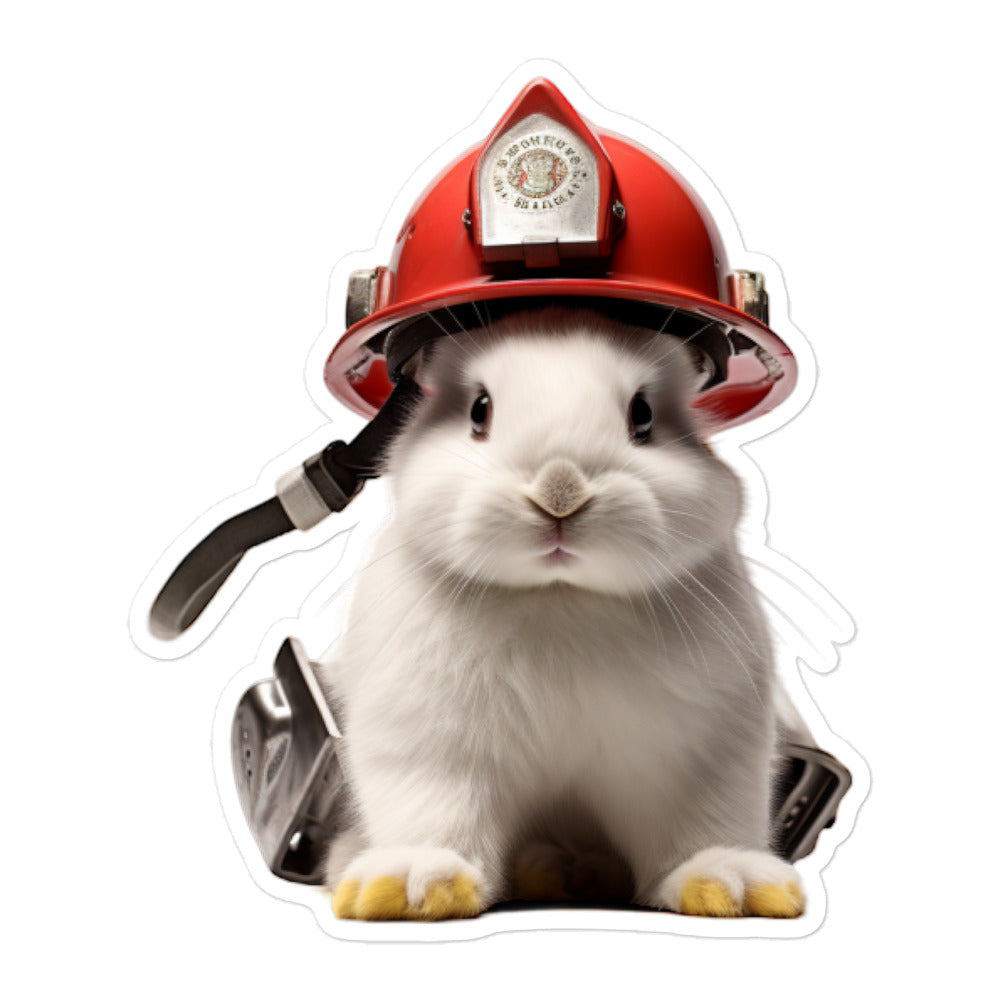 Florida White Brave Firefighter Bunny Sticker - Stickerfy.ai