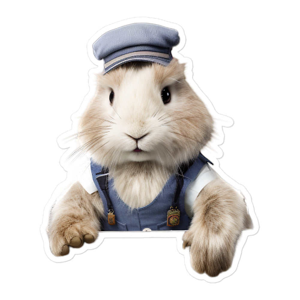 French Angora Transit Operator Bunny Sticker - Stickerfy.ai