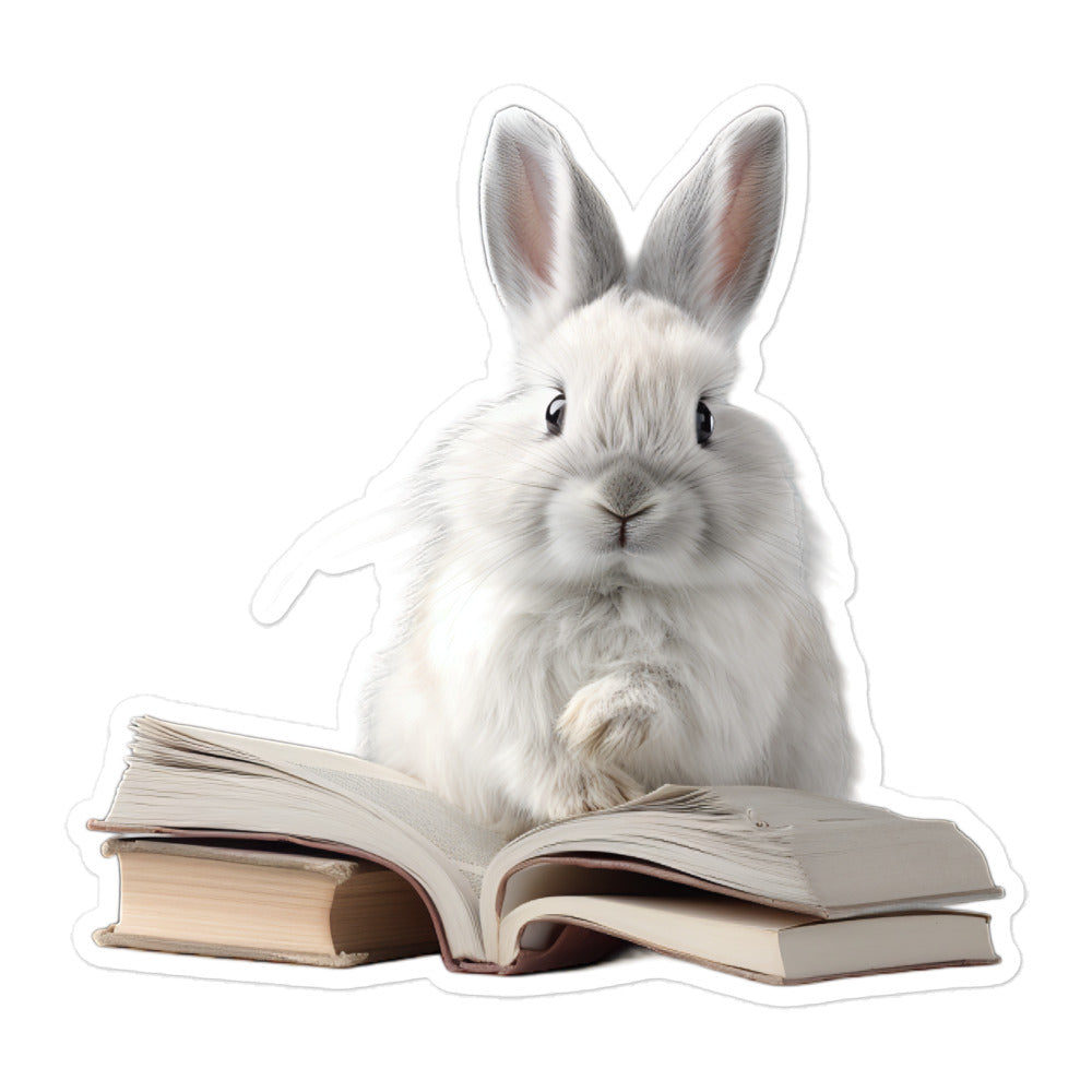 French Angora Enthusiastic Student Bunny Sticker 🐰 from Stickerfy.ai