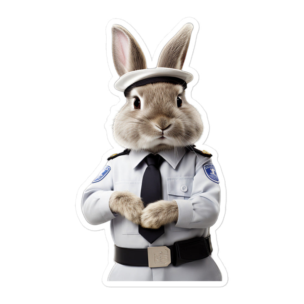 French Angora Security Officer Bunny Sticker - Stickerfy.ai