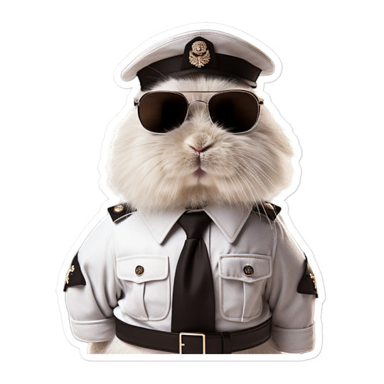 French Angora Security Officer Bunny Sticker - Stickerfy.ai