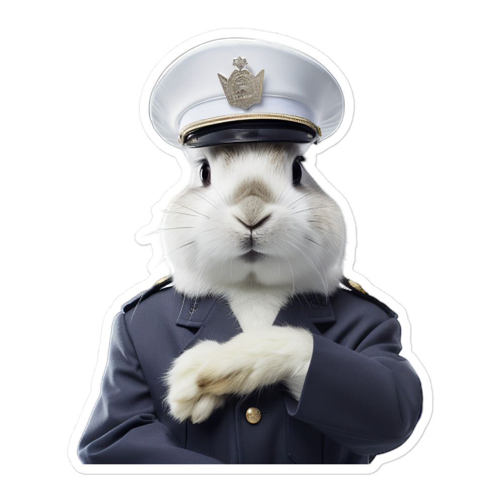 French Angora Security Officer Bunny Sticker - Stickerfy.ai