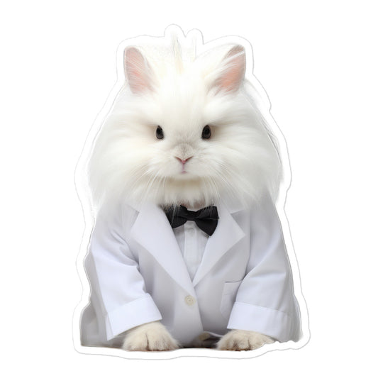 French Angora Knowledgeable Pharmacist Bunny Sticker - Stickerfy.ai