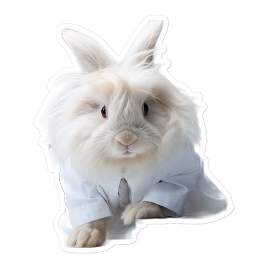 French Angora Knowledgeable Pharmacist Bunny Sticker - Stickerfy.ai
