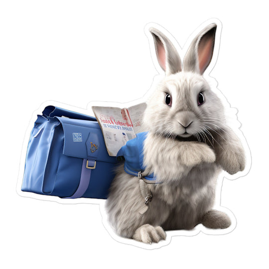 French Angora Mail Carrier Bunny Sticker - Stickerfy.ai