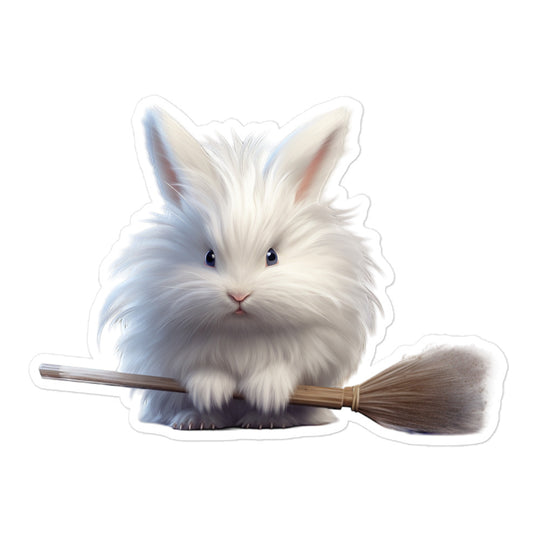 French Angora Diligent Janitor Bunny Sticker - Stickerfy.ai