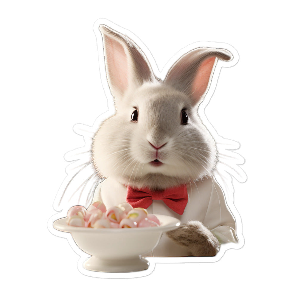 French Angora Welcoming Hotel Bunny Sticker - Stickerfy.ai