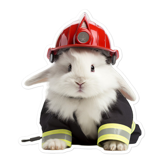 French Angora Brave Firefighter Bunny Sticker - Stickerfy.ai