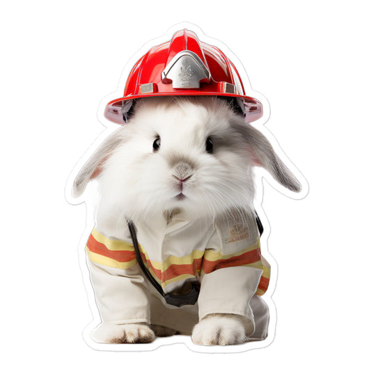 French Angora Brave Firefighter Bunny Sticker - Stickerfy.ai