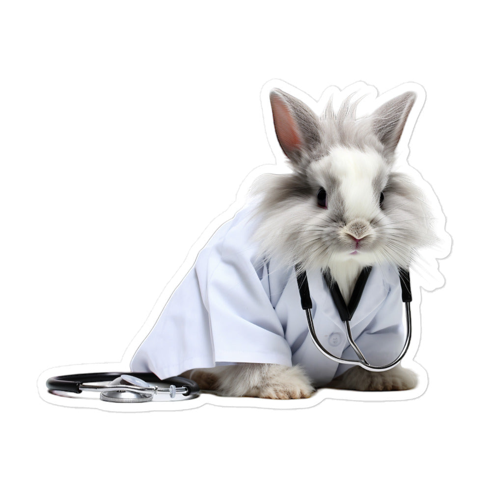 French Angora Compassionate Doctor Bunny Sticker - Stickerfy.ai