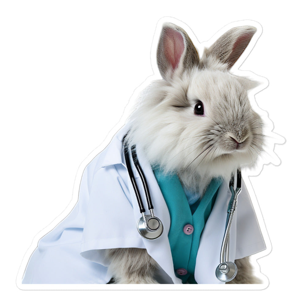 French Angora Compassionate Doctor Bunny Sticker - Stickerfy.ai