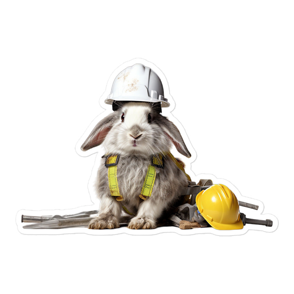 French Angora Contractor Bunny Sticker - Stickerfy.ai