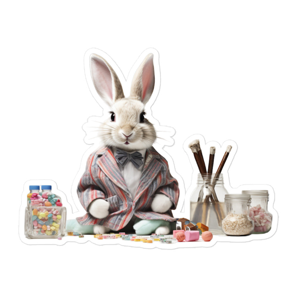 Harlequin Knowledgeable Pharmacist Bunny Sticker - Stickerfy.ai