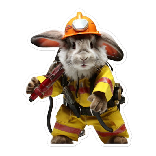 Harlequin Brave Firefighter Bunny Sticker - Stickerfy.ai