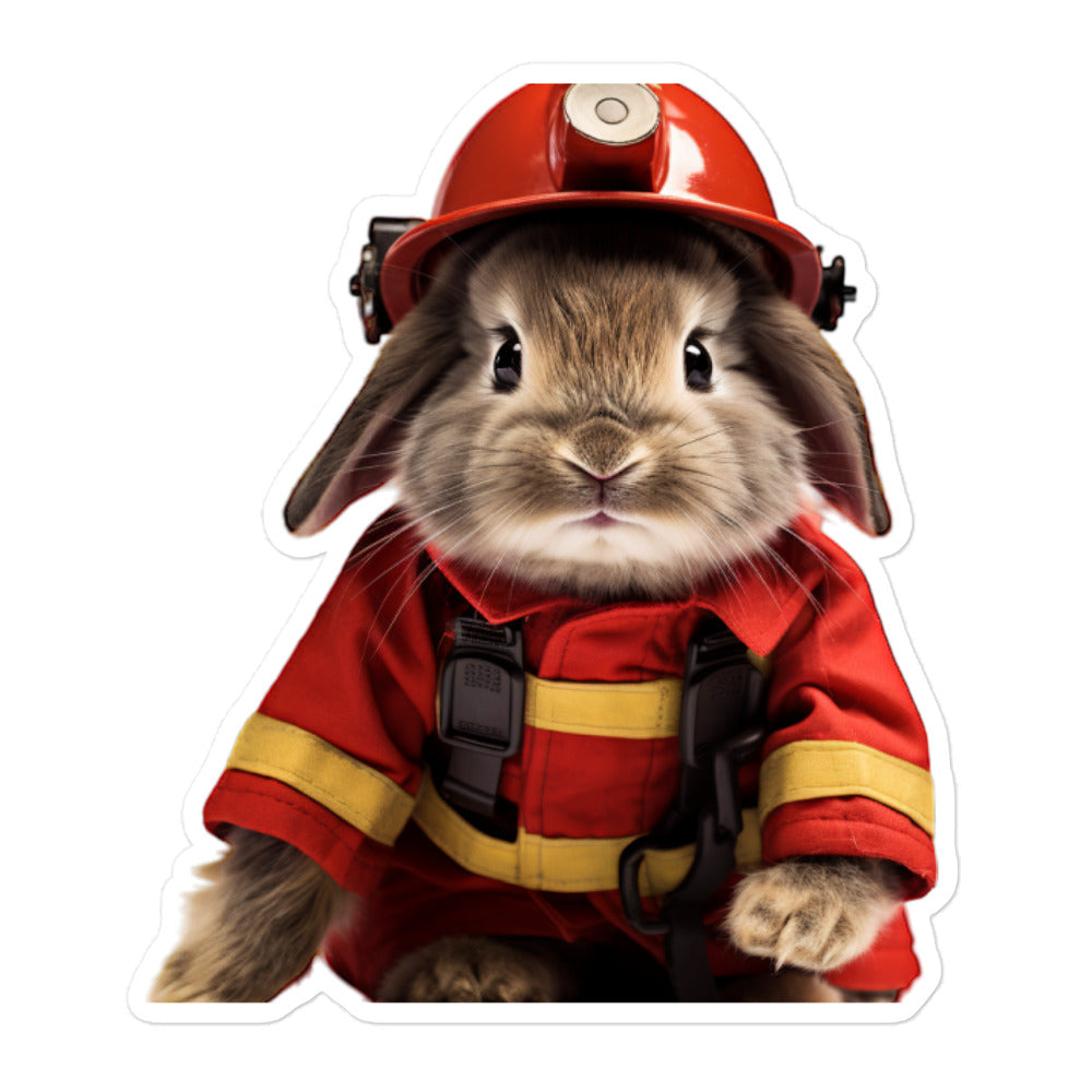 Havana Brave Firefighter Bunny Sticker - Stickerfy.ai