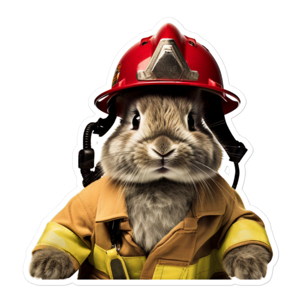 Havana Brave Firefighter Bunny Sticker - Stickerfy.ai