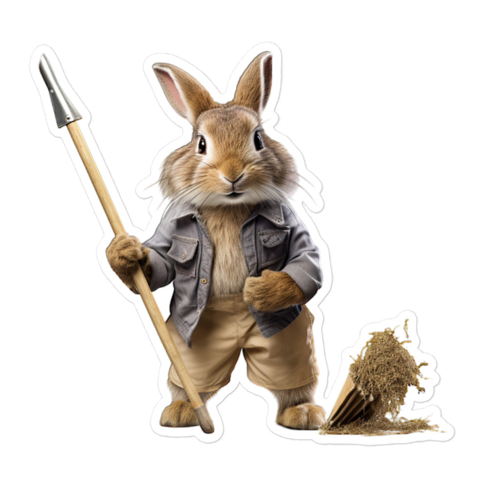 Himalayan Diligent Janitor Bunny Sticker - Stickerfy.ai